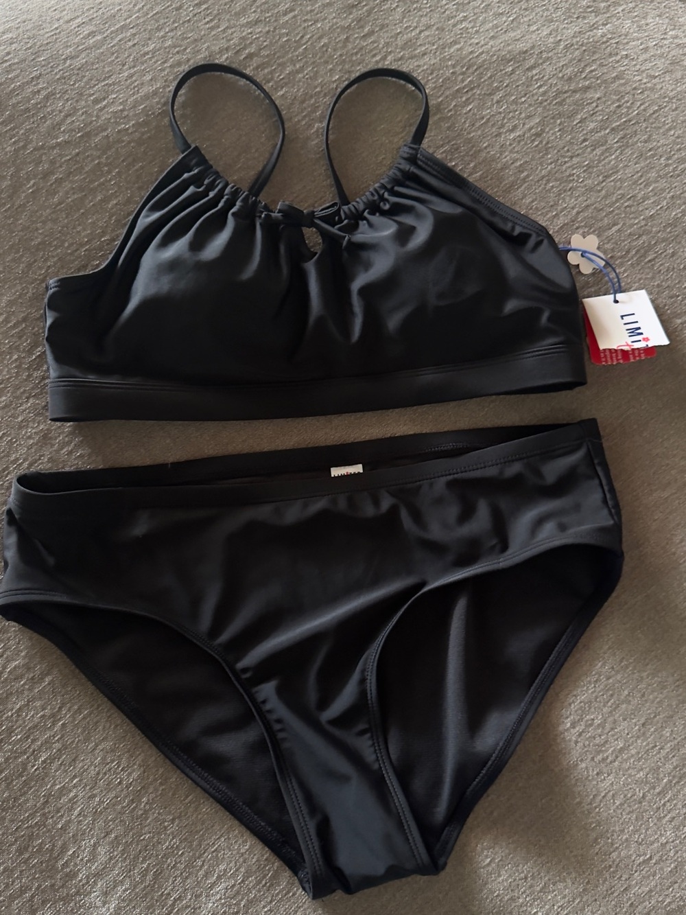 Girls Limited Too Black bikini set with tie front detail size XXL 16P